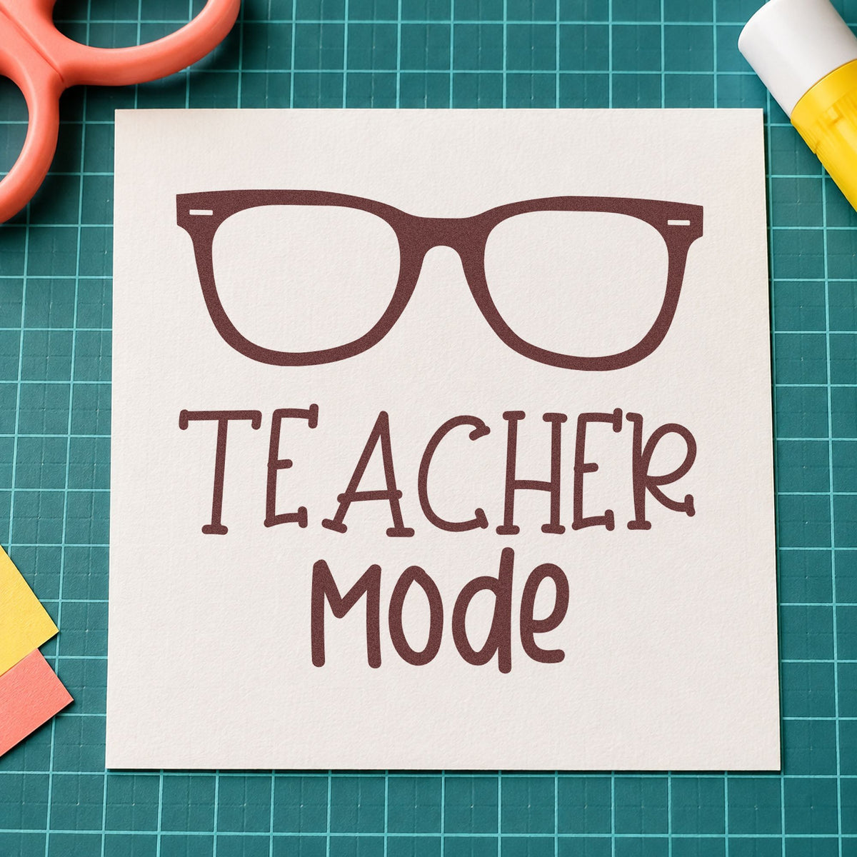 Slim Pre-Inked Teacher Mode Glasses Lettering Stamp in use 4
