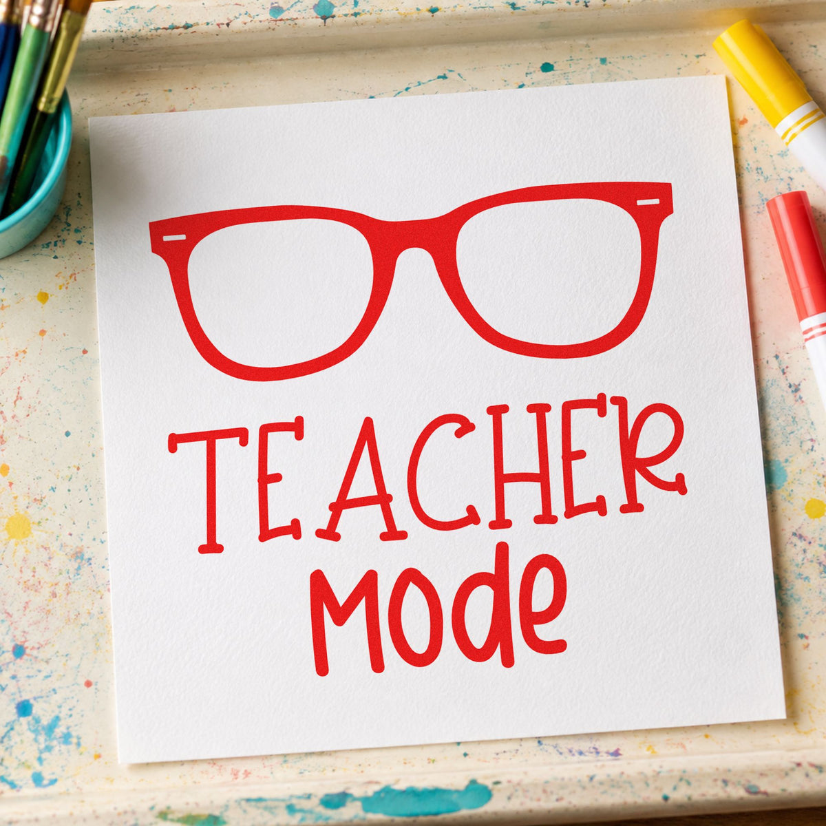 Teacher Mode Glasses Lettering Pre-Inked Stamp – PSI in use 7