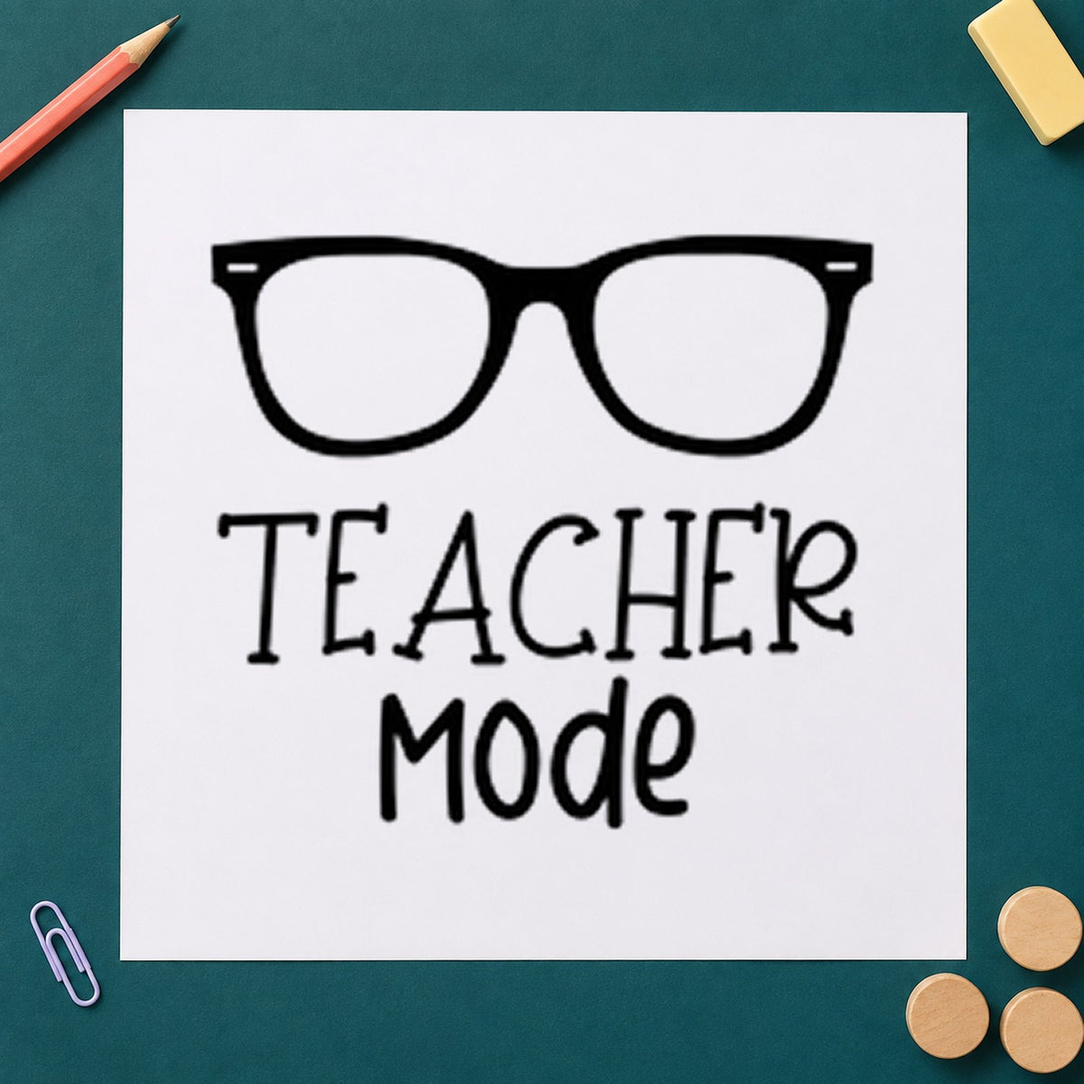 Teacher Mode Glasses Lettering Pre-Inked Stamp – PSI in use 9