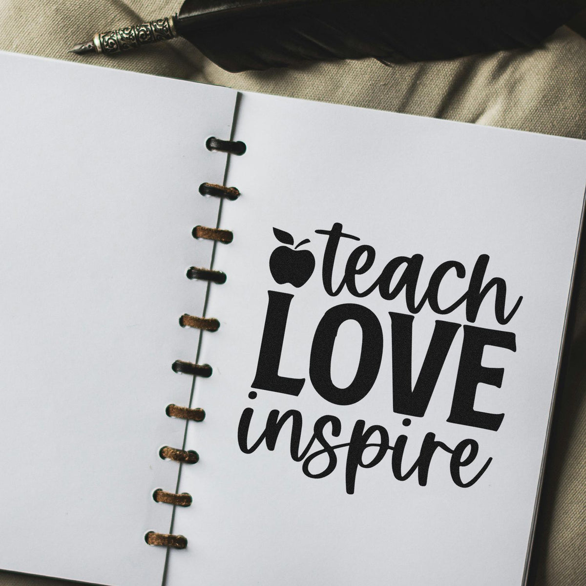 Teach Love Inspire rubber stamp design for teachers, classroom crafts, and motivational planner decor.