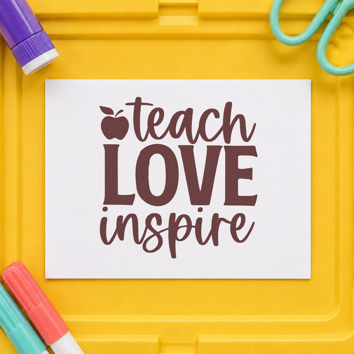 Duo Hand Teach Love Inspire Apple Rubber Stamp in use 4