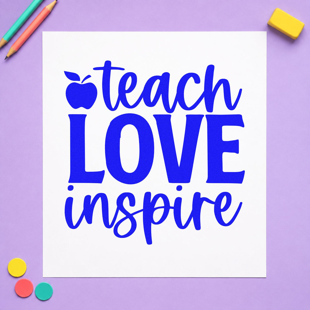 Duo Hand Teach Love Inspire Apple Rubber Stamp in use 6