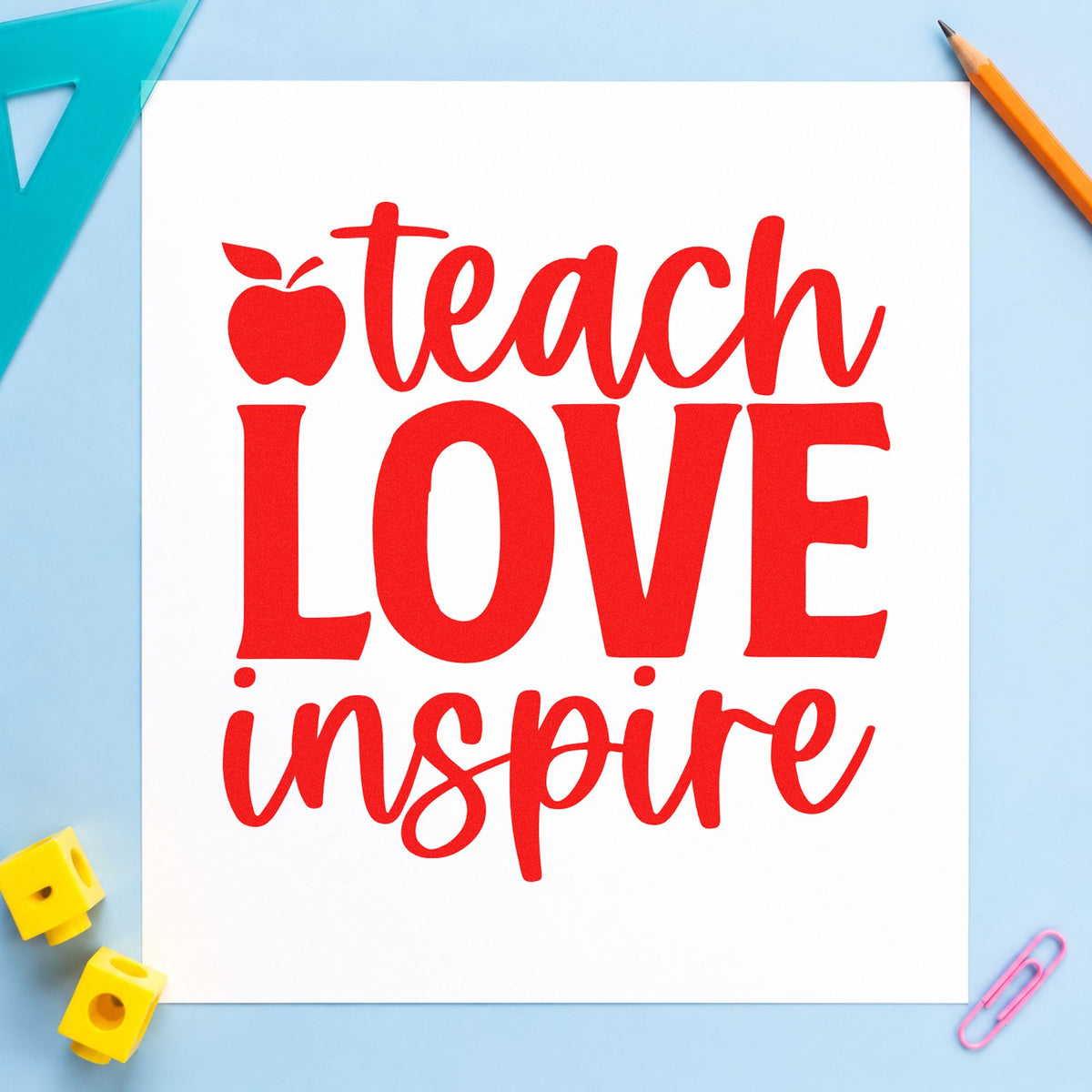 Duo Hand Teach Love Inspire Apple Rubber Stamp in use 7