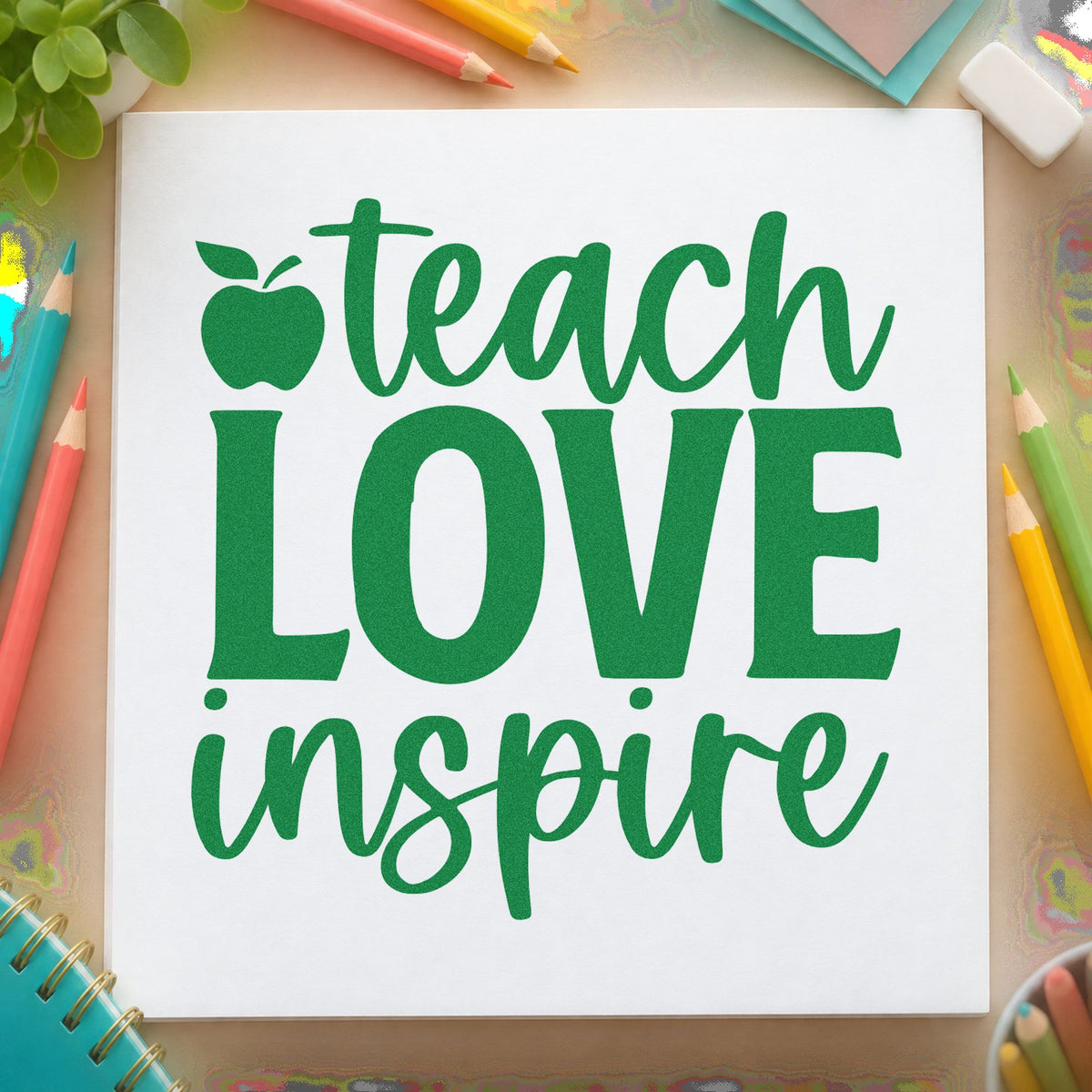 Duo Hand Teach Love Inspire Apple Rubber Stamp in use 8