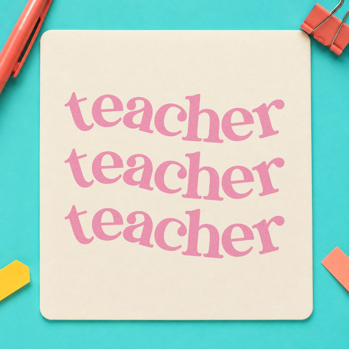 Three Wavy Teacher Rows Wood Handle Stamp in use 10