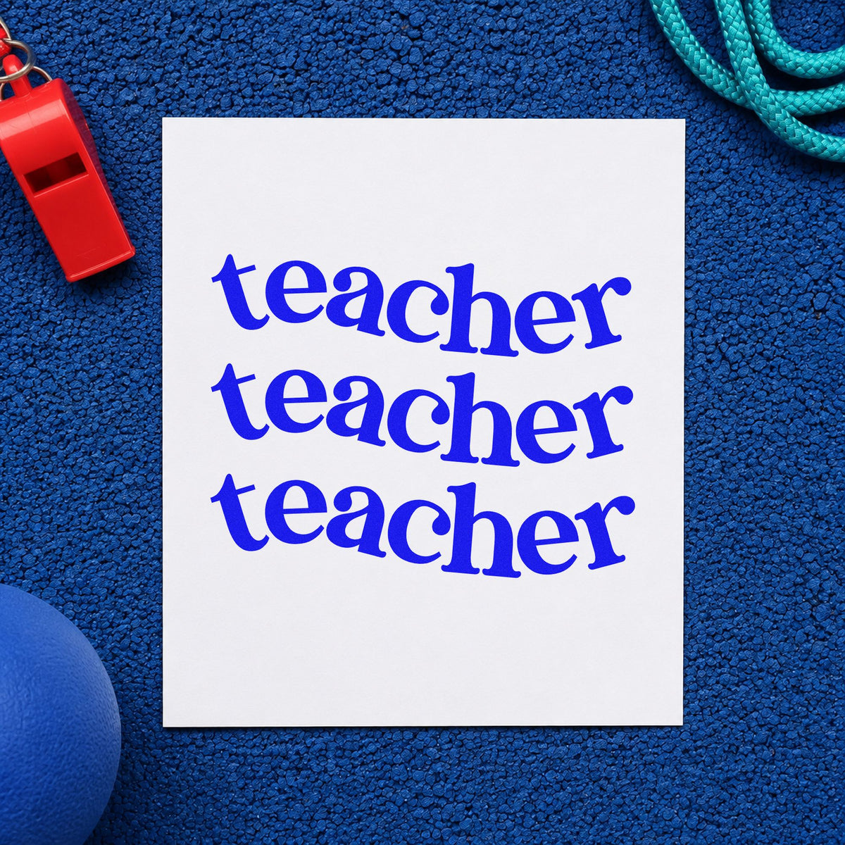 Three Wavy Teacher Rows Wood Handle Stamp in use 6