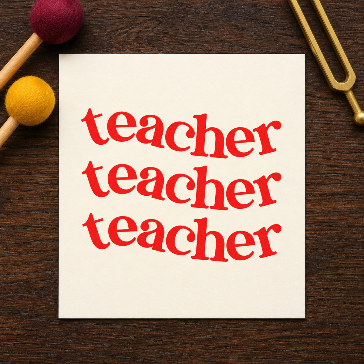 Three Wavy Teacher Rows Wood Handle Stamp in use 7