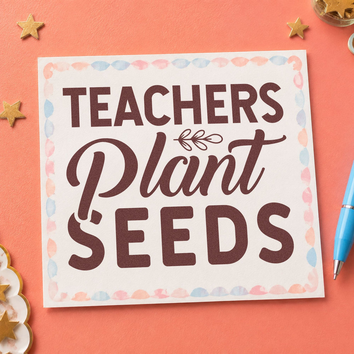 Teachers Plant Seeds Lettering Rubber Stamp – Duo Hand in use 4
