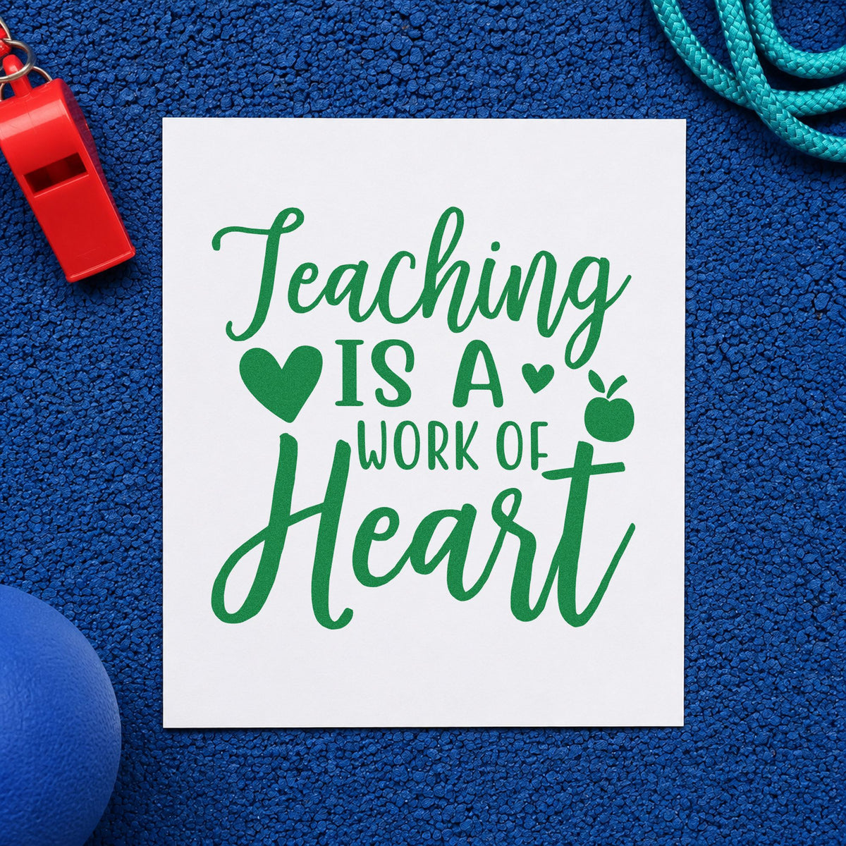 Teaching Is A Work Of Heart Apple PSI Pre-Inked Stamp in use 8