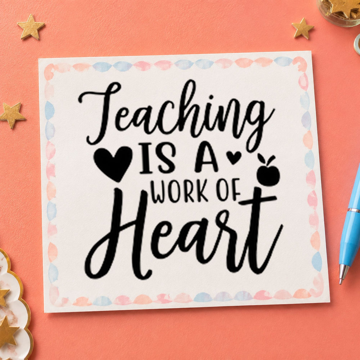 Teaching Is A Work Of Heart Apple PSI Pre-Inked Stamp in use 9