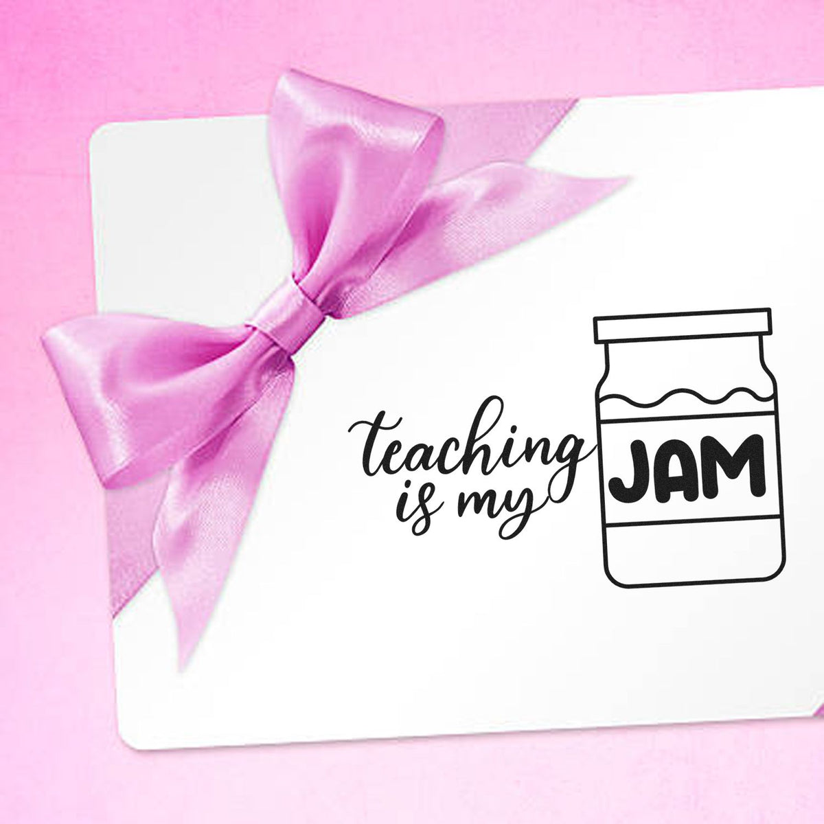 Teaching is my jam rubber stamp design with jar icon for teacher gifts, classroom crafts, and custom stationery.