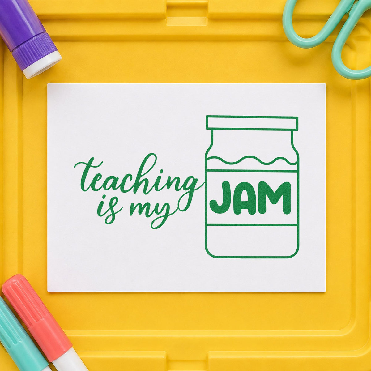 Teaching Is My Jam Jar Script Lettering Pre-Inked Stamp – PSI in use 3