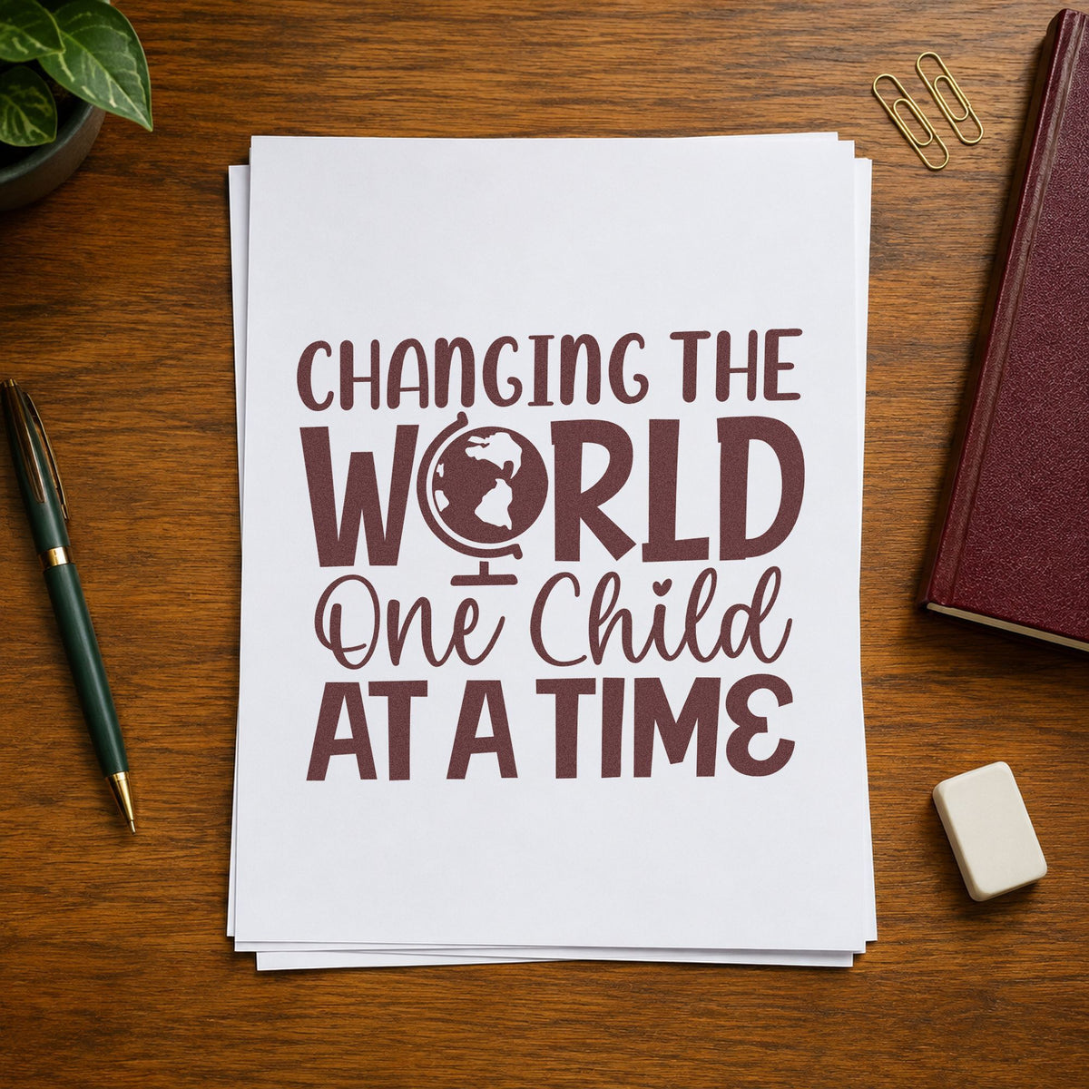 Changing The World One Child At A Time Pre-Inked Stamp – Slim in use 4