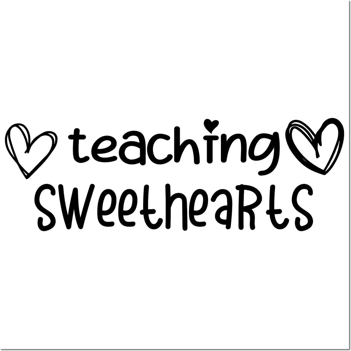 Teaching Sweethearts rubber stamp with hearts, perfect for teacher couples, classroom gifts, and Valentines projects.