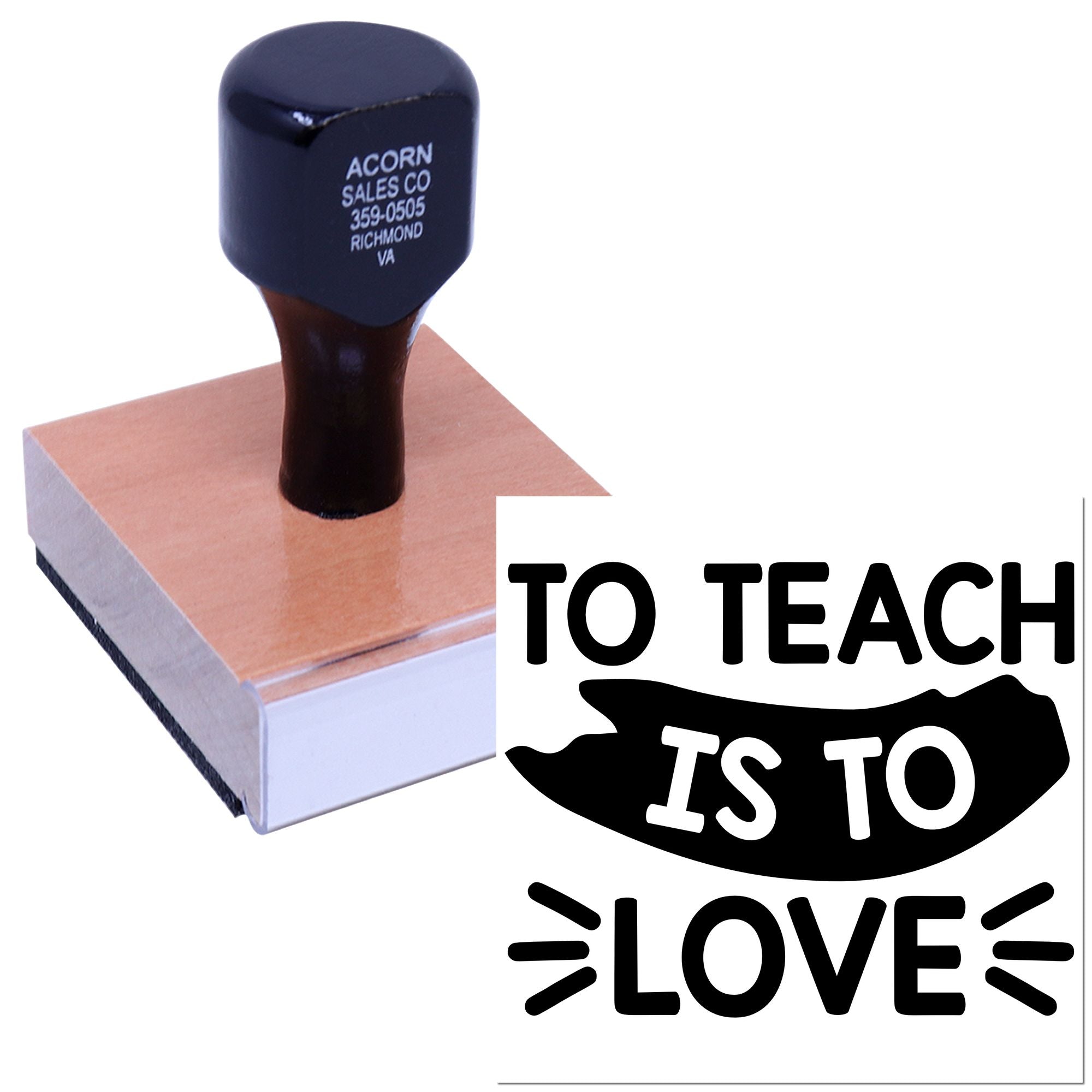 Teacher appreciation rubber stamp with To Teach Is to Love design for classroom crafts, gifts, and paper products.