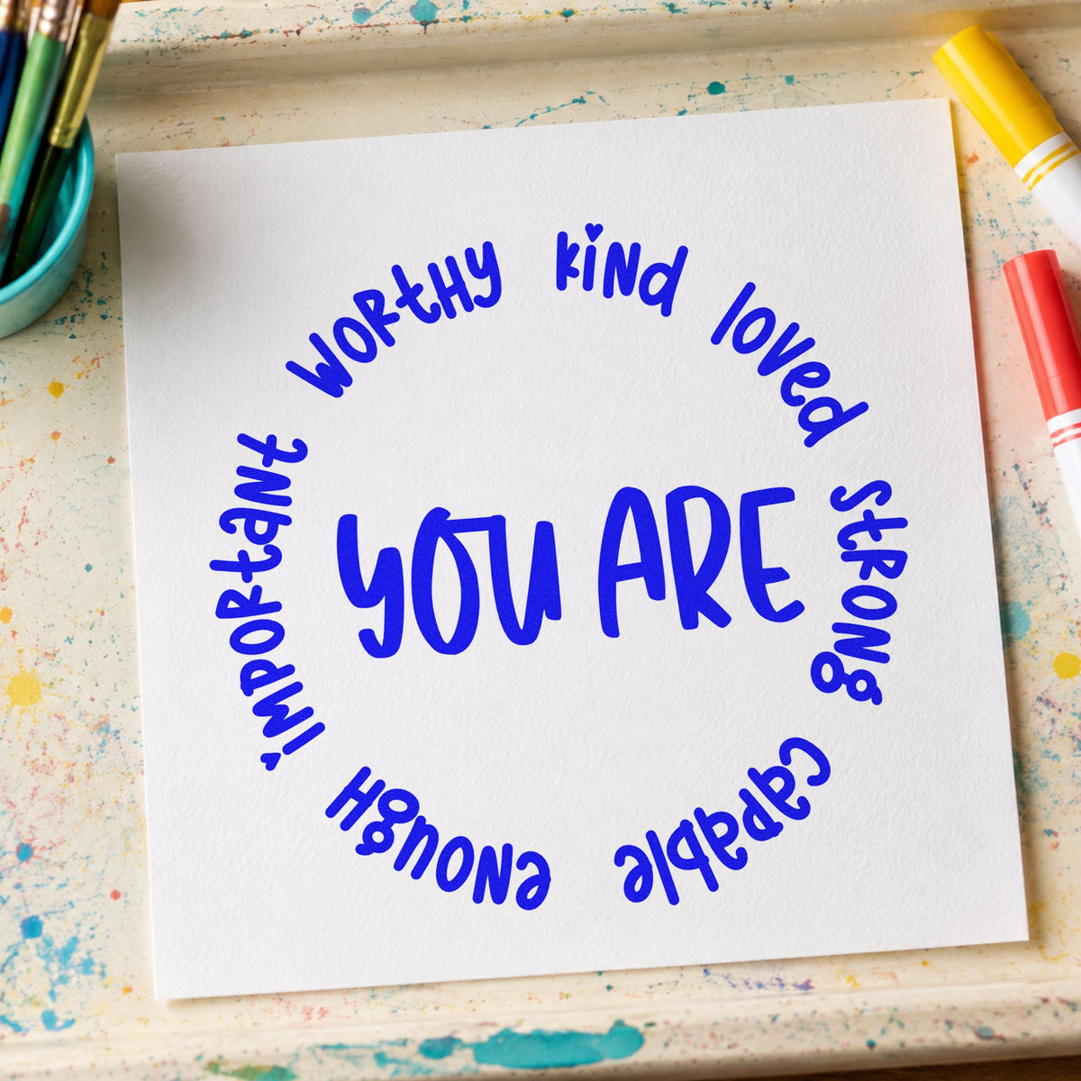 You Are Positive Qualities Circular Layout Stamp – Self-Inking in use 6