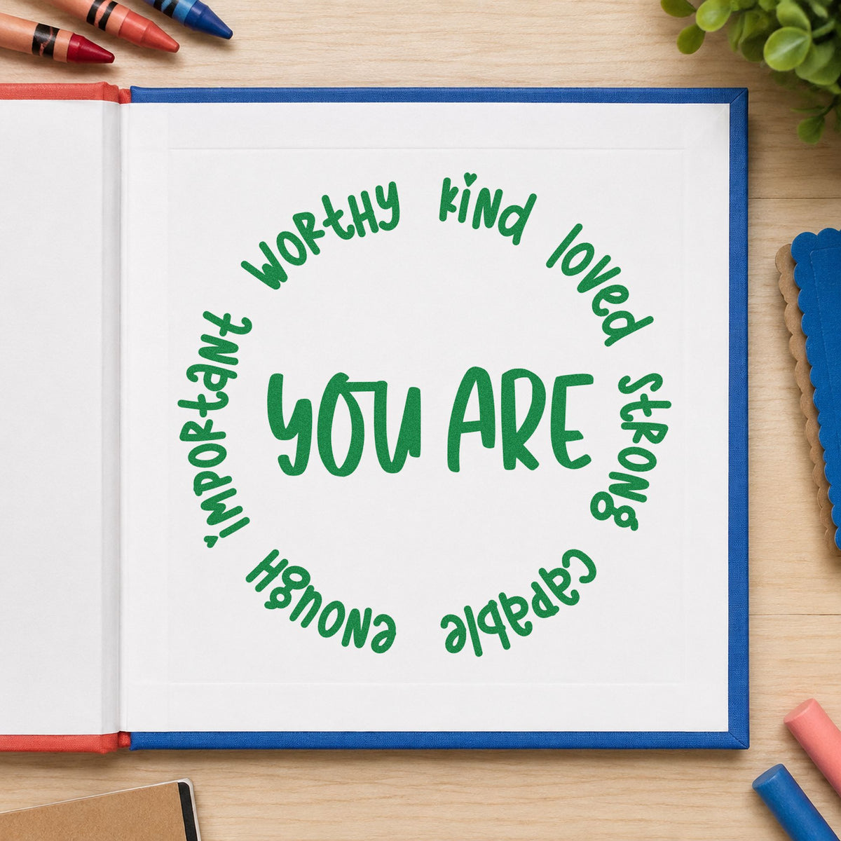 You Are Positive Qualities Circular Layout Stamp – Self-Inking in use 8