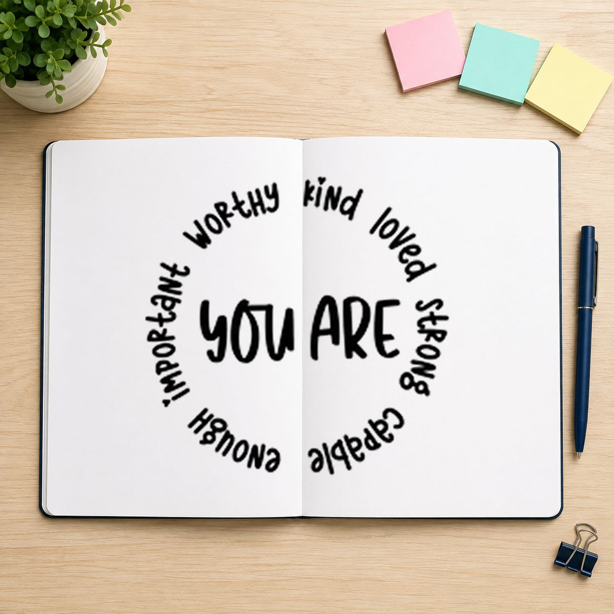 You Are Positive Qualities Circular Layout Stamp – Self-Inking in use 9