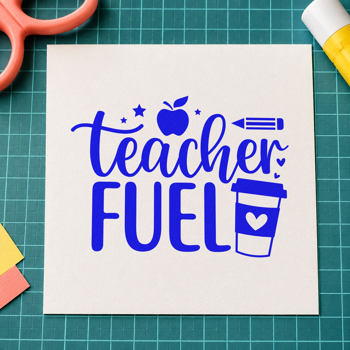 Duo Hand Teacher Fuel Coffee Cup Rubber Stamp in use 5