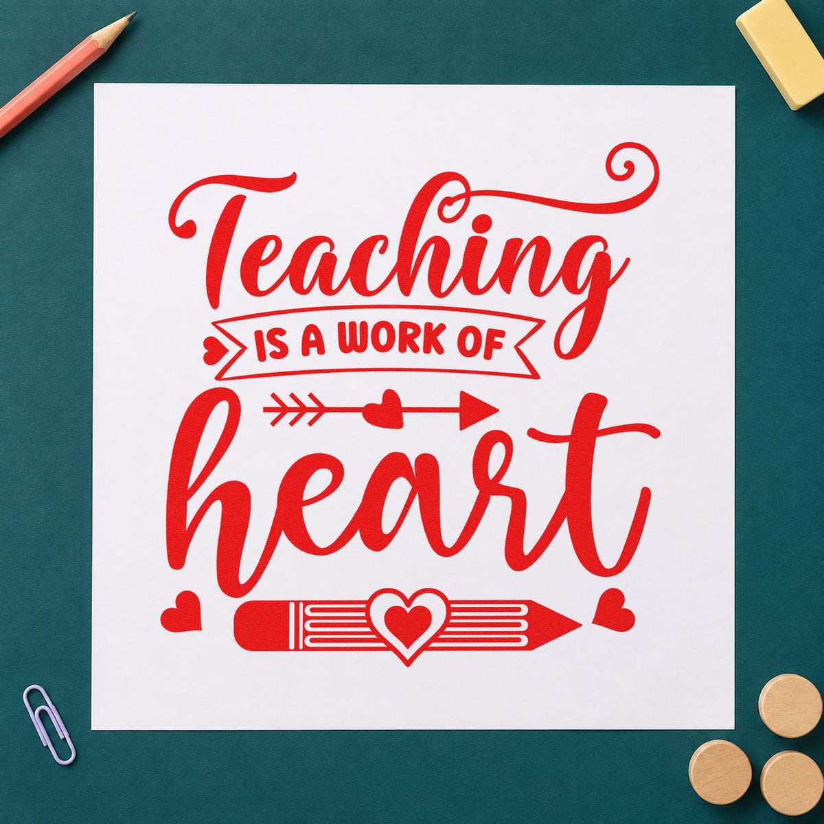 Teaching Work Of Heart Pencil Self-Inking Stamp in use 7