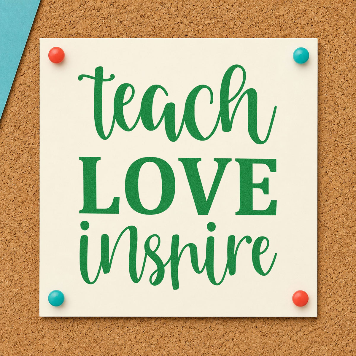 Teach Love Inspire Simple Script Lettering Rubber Stamp – Wood Handle in use 8