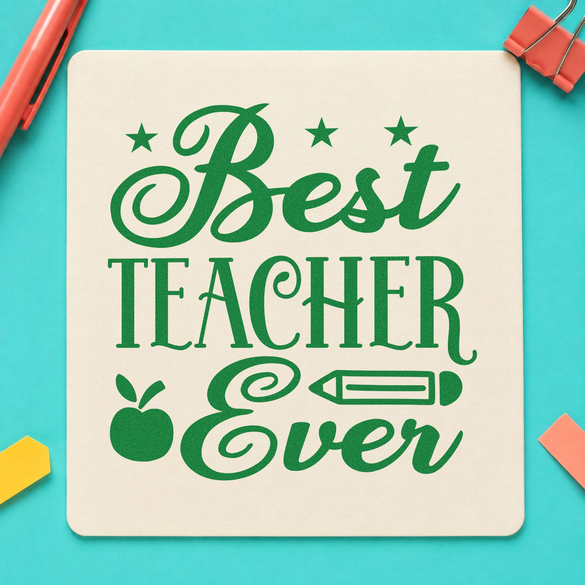 Best Teacher Ever Stars Pre-Inked Stamp – PSI in use 3
