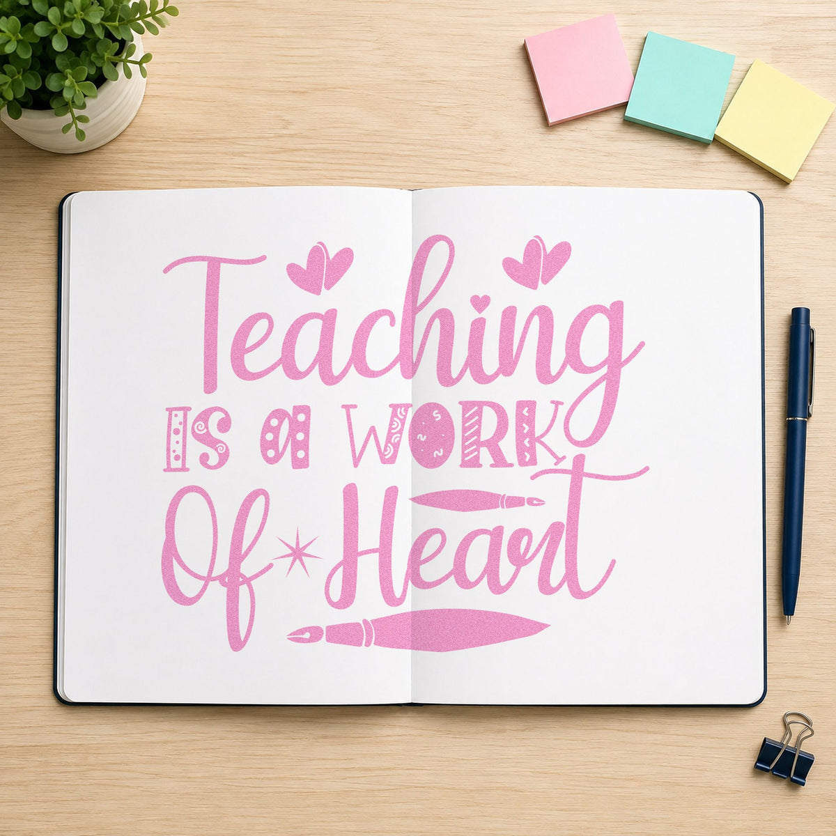 Teaching Is A Work Of Heart Fountain Pens Pre-Inked Stamp – PSI in use 10