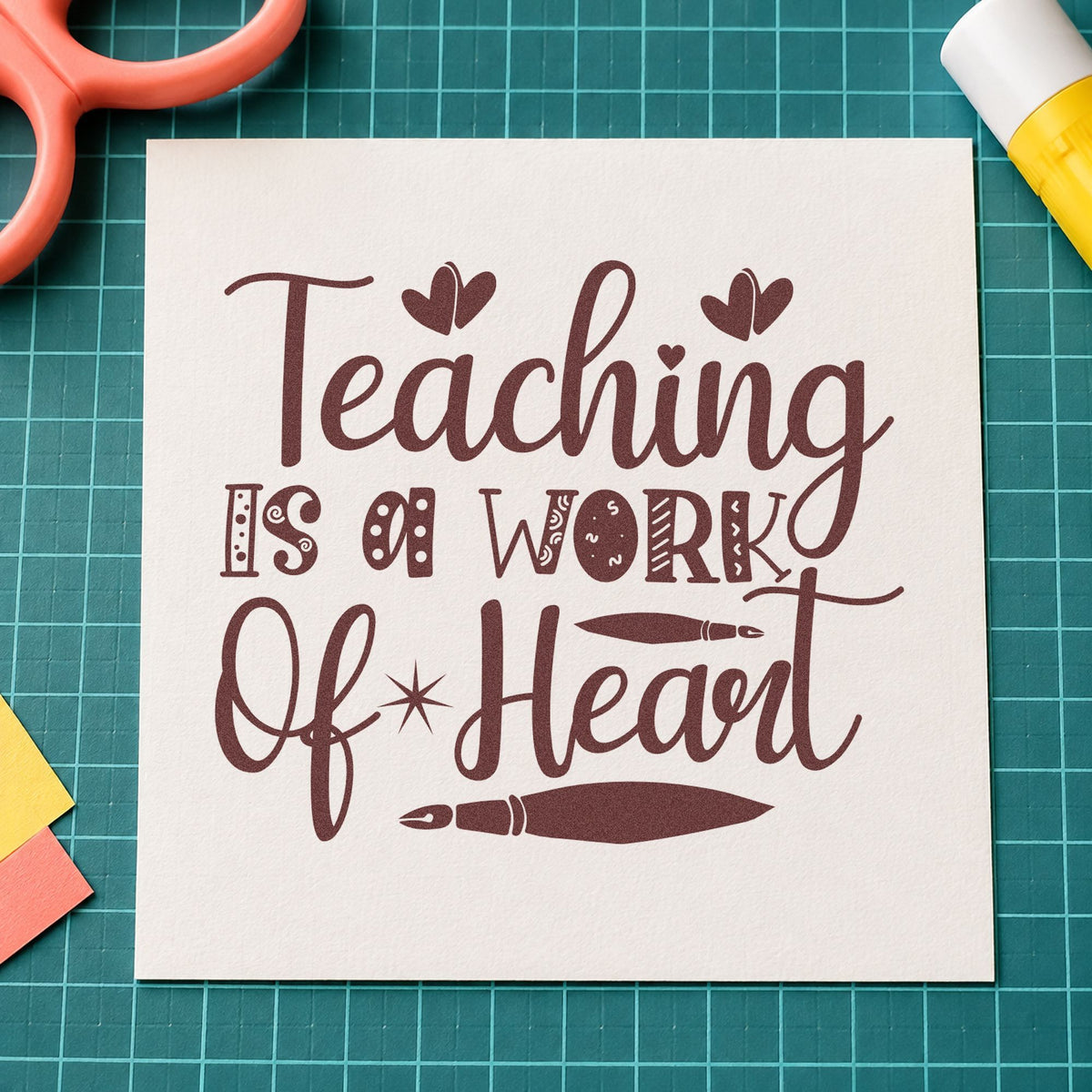Teaching Is A Work Of Heart Fountain Pens Pre-Inked Stamp – PSI in use 4