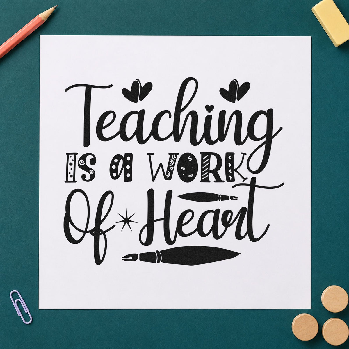 Teaching Is A Work Of Heart Fountain Pens Pre-Inked Stamp – PSI in use 9