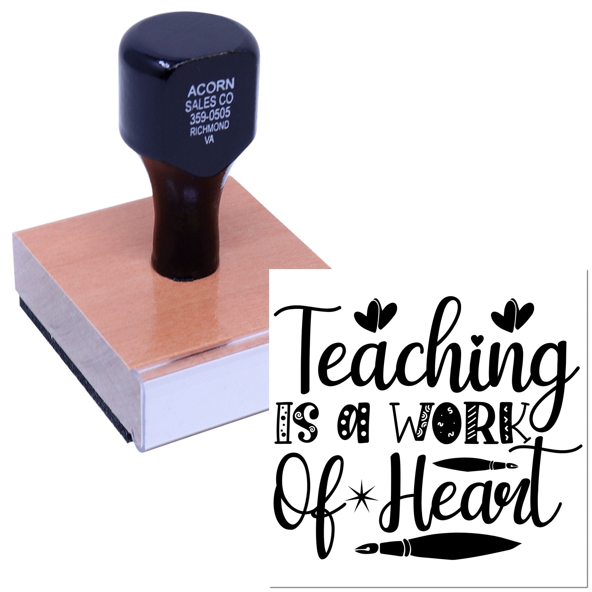 Teaching is a Work of Heart rubber stamp for teacher appreciation crafts, cards, and handmade school projects.
