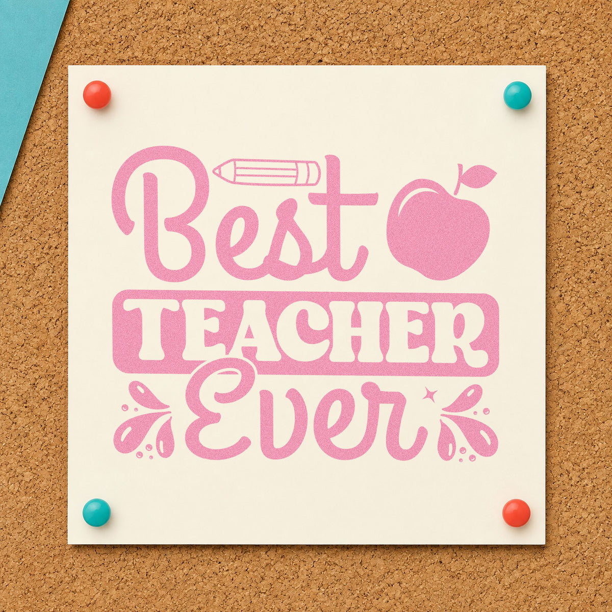 Best Teacher Ever Apple Pencil Motif Stamp – Self-Inking in use 10