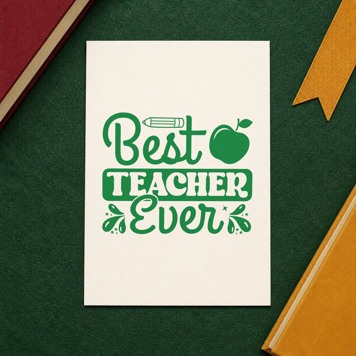 Best Teacher Ever Apple Pencil Motif PSI Pre-Inked Stamp in use 3
