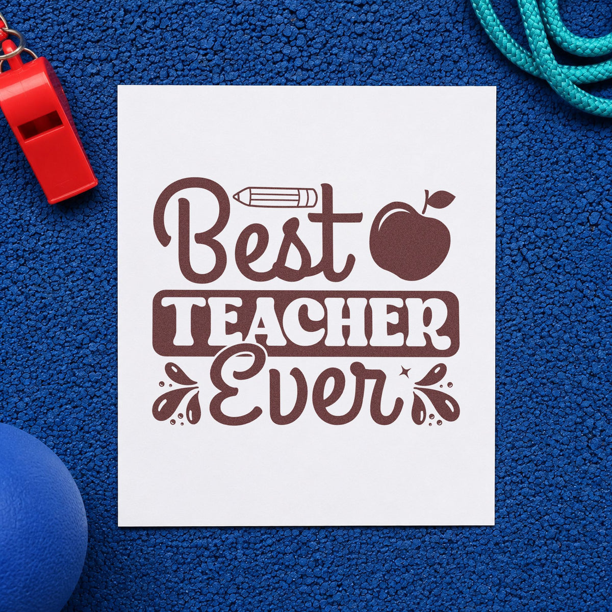 Best Teacher Ever Apple Pencil Motif Stamp – Self-Inking in use 4