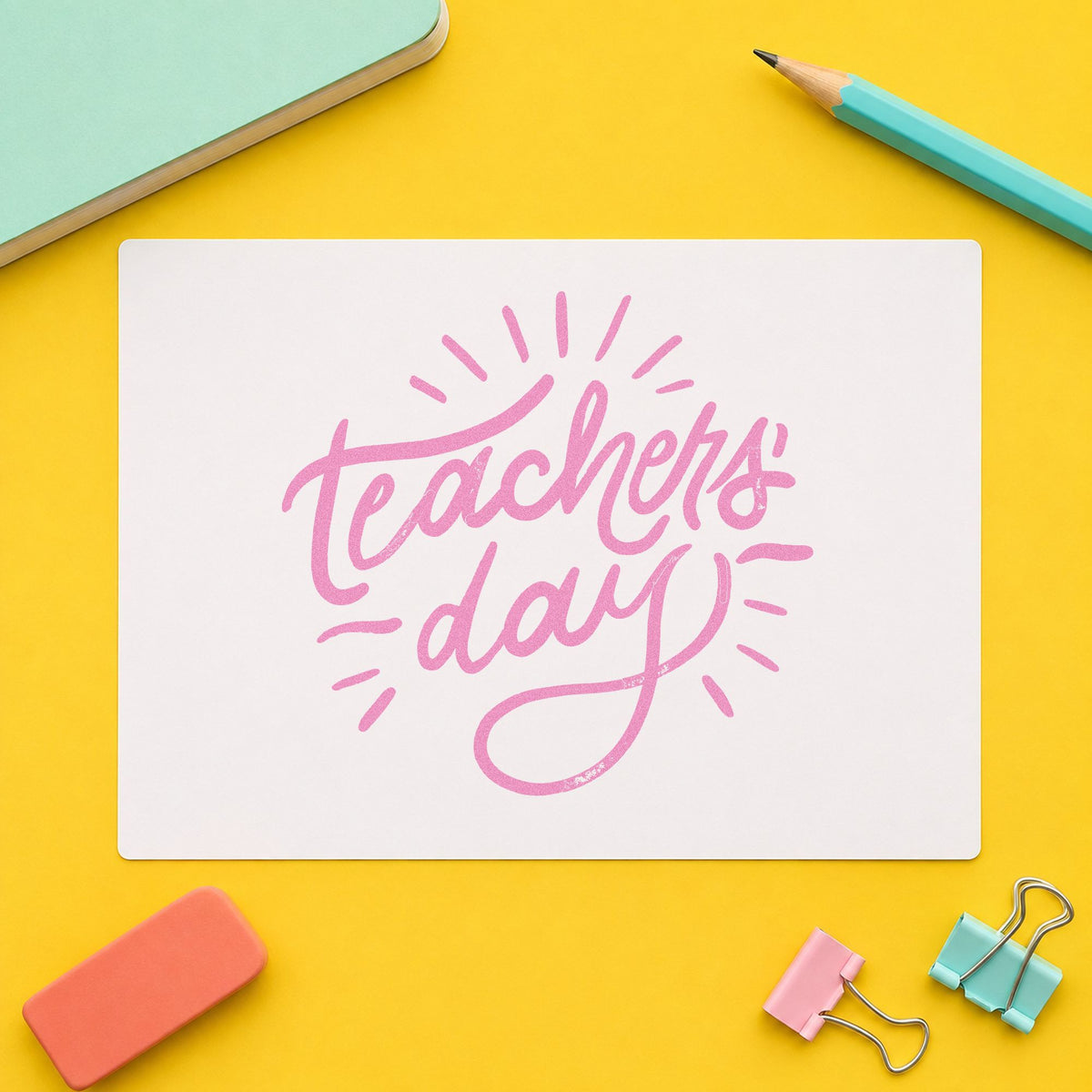 Teachers Day Radiating Script Lettering Craft Stamp – Self-Inking in use 10