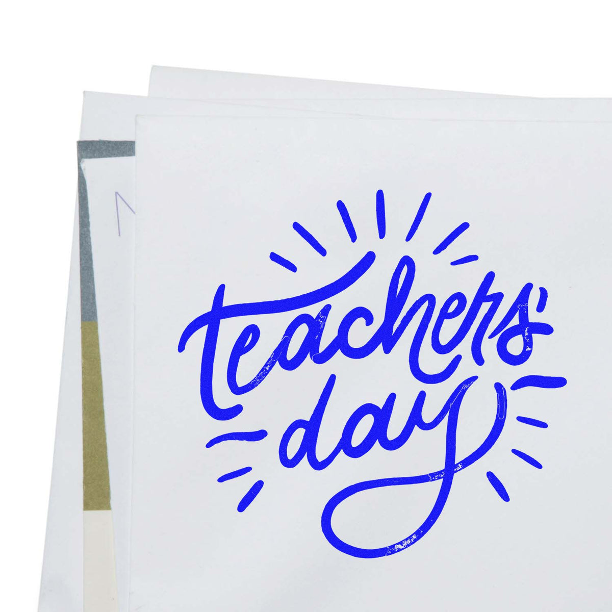 Custom Teachers Day rubber stamp design for cards, thank-you notes, and classroom appreciation packaging.