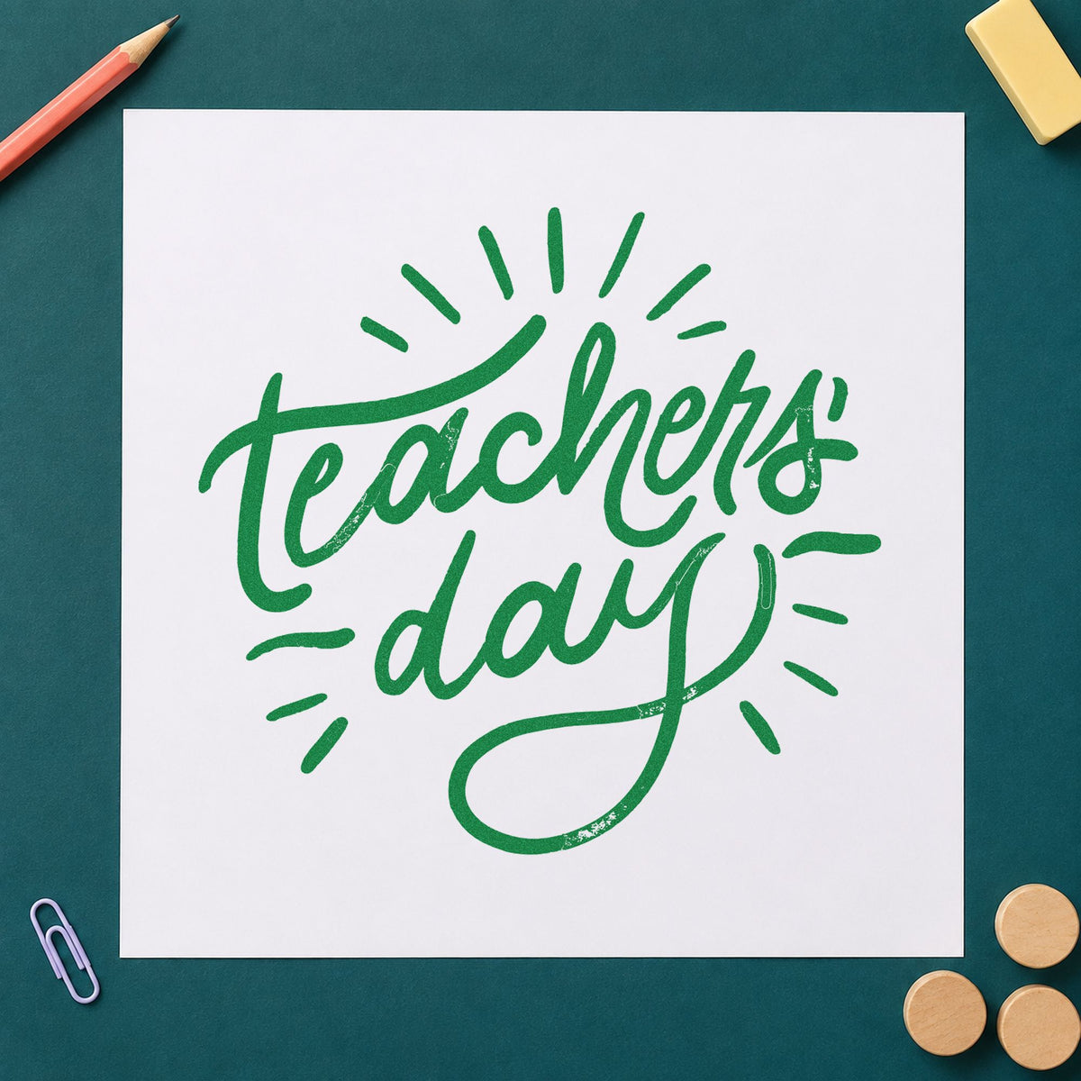 Teachers Day Radiating Script Lettering Craft Stamp – Self-Inking in use 3