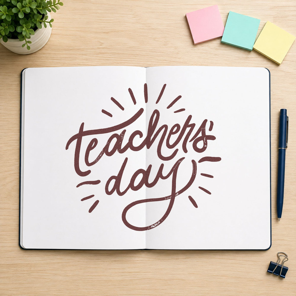 Teachers Day Radiating Script Lettering Craft Stamp – Self-Inking in use 4