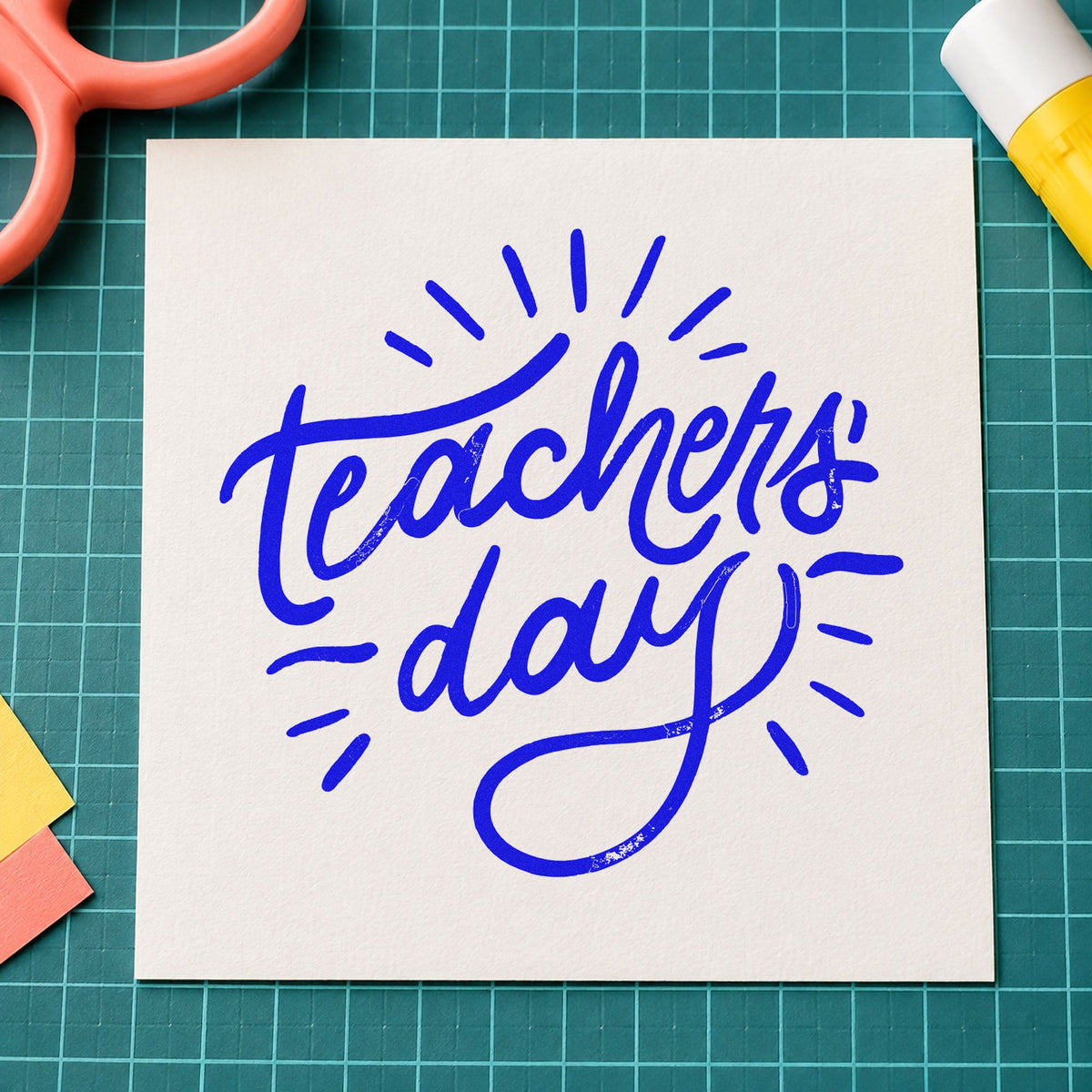 Teachers Day Radiating Script Lettering Craft Stamp – Self-Inking in use 6