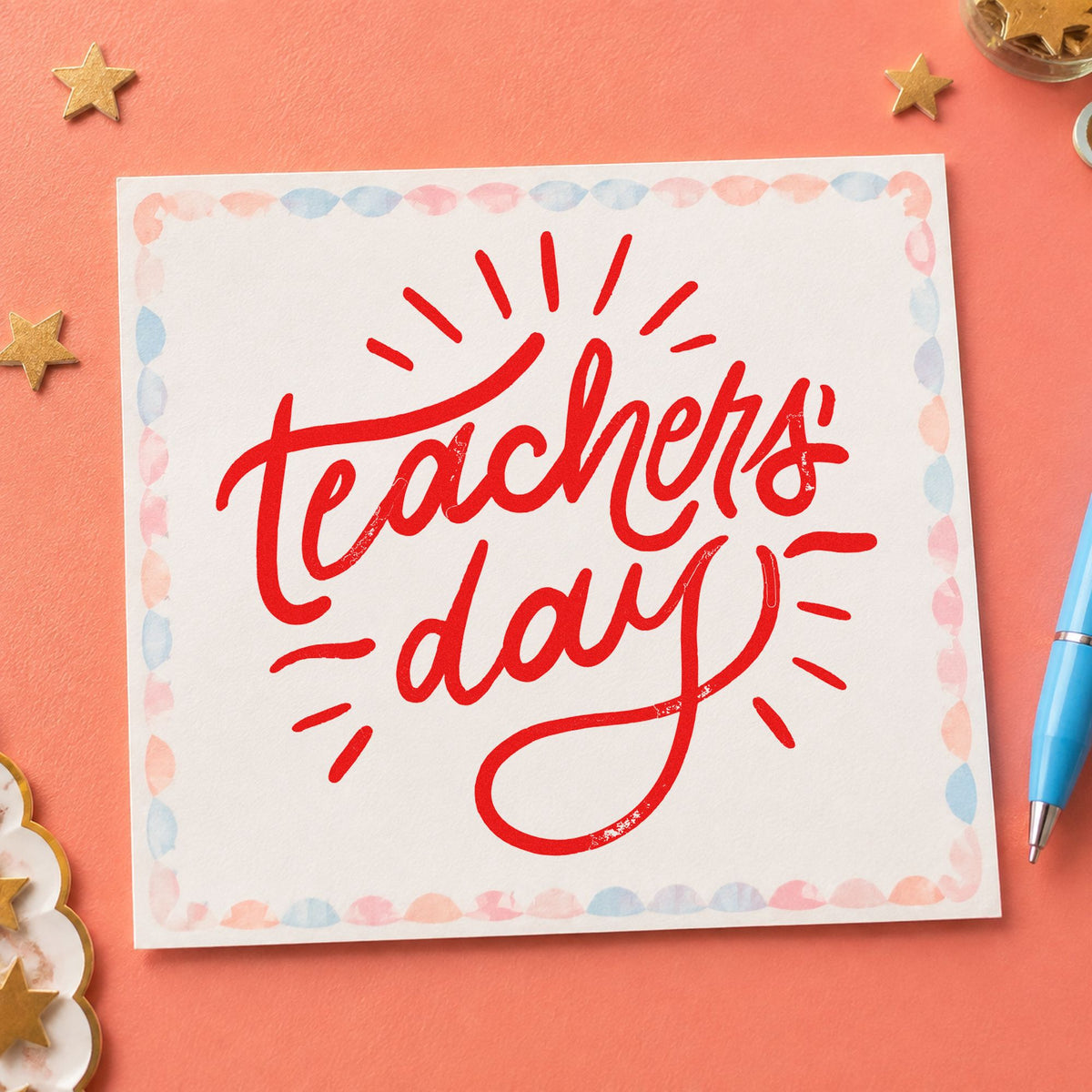 Teachers Day Radiating Script Lettering Craft Stamp – Self-Inking in use 7
