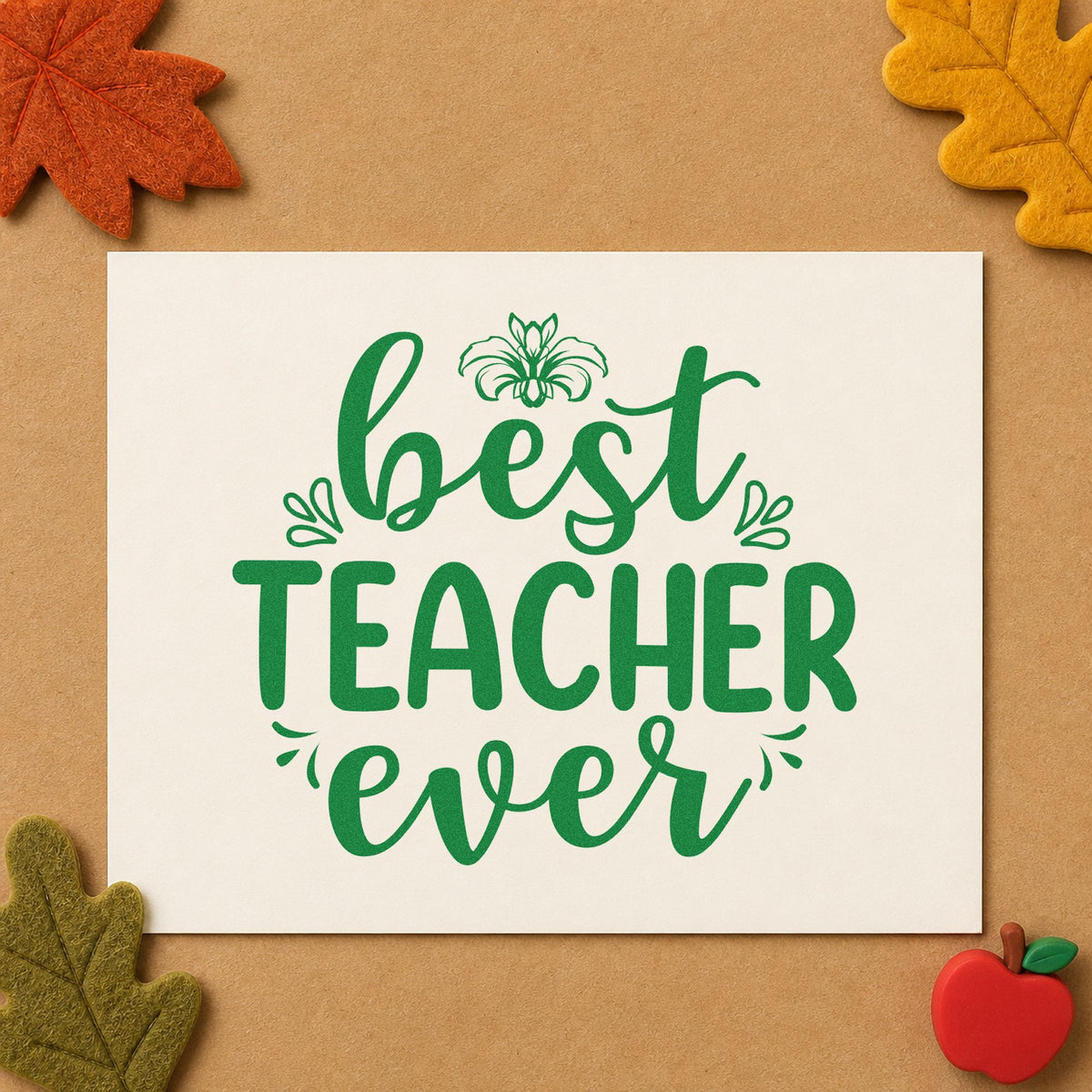 Best Teacher Ever Floral Pre-Inked Stamp – PSI in use 3