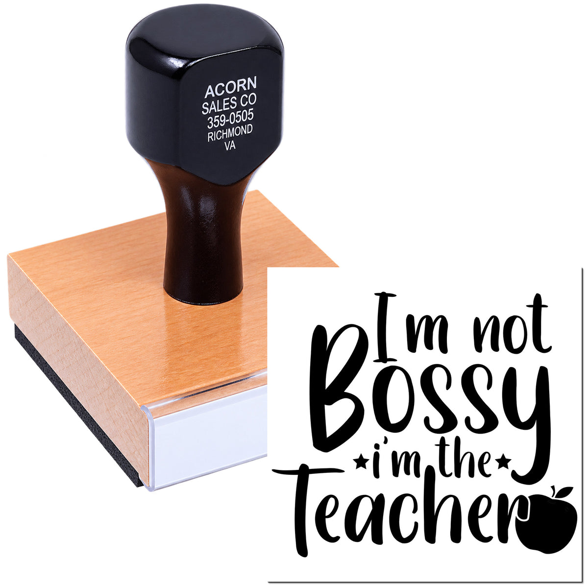 Custom teacher rubber stamp with Im not bossy, Im the teacher quote for classroom crafts and office use.