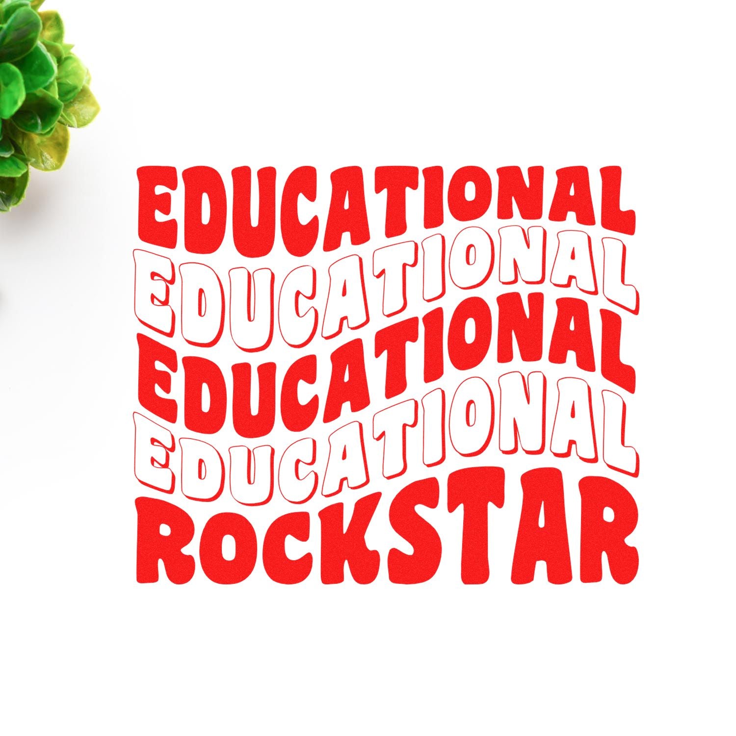 Educational Rockstar rubber stamp design in bold red text for teacher rewards, classroom use, and student recognition.