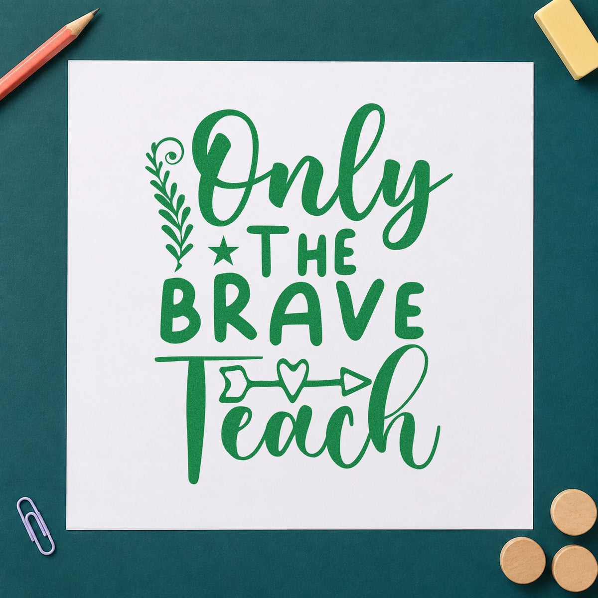 Slim Pre-Inked Only The Brave Teach Arrow Stamp in use 8