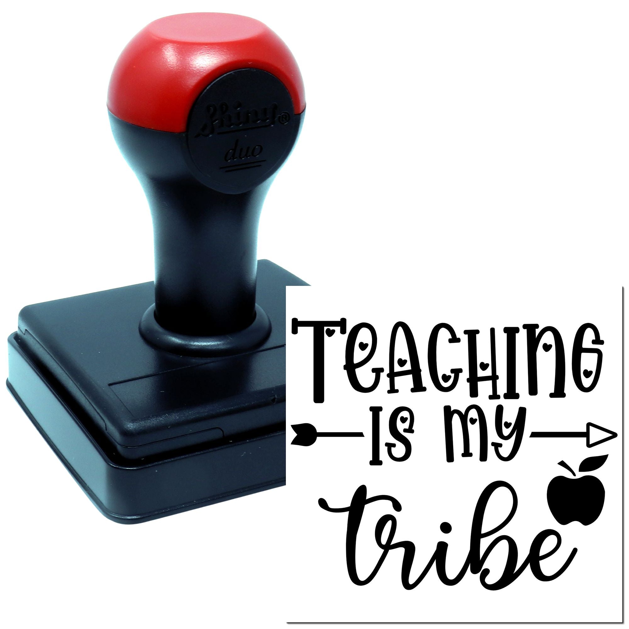 Custom teacher rubber stamp with Teaching is my tribe design for classroom use, grading, and teacher gifts.