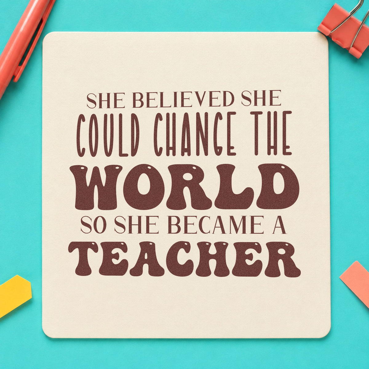 She Became A Teacher Stamp – PSI Pre-Inked in use 4