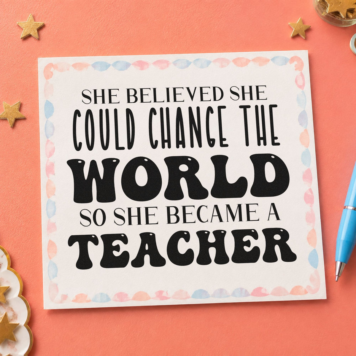 She Became A Teacher Stamp – PSI Pre-Inked in use 9