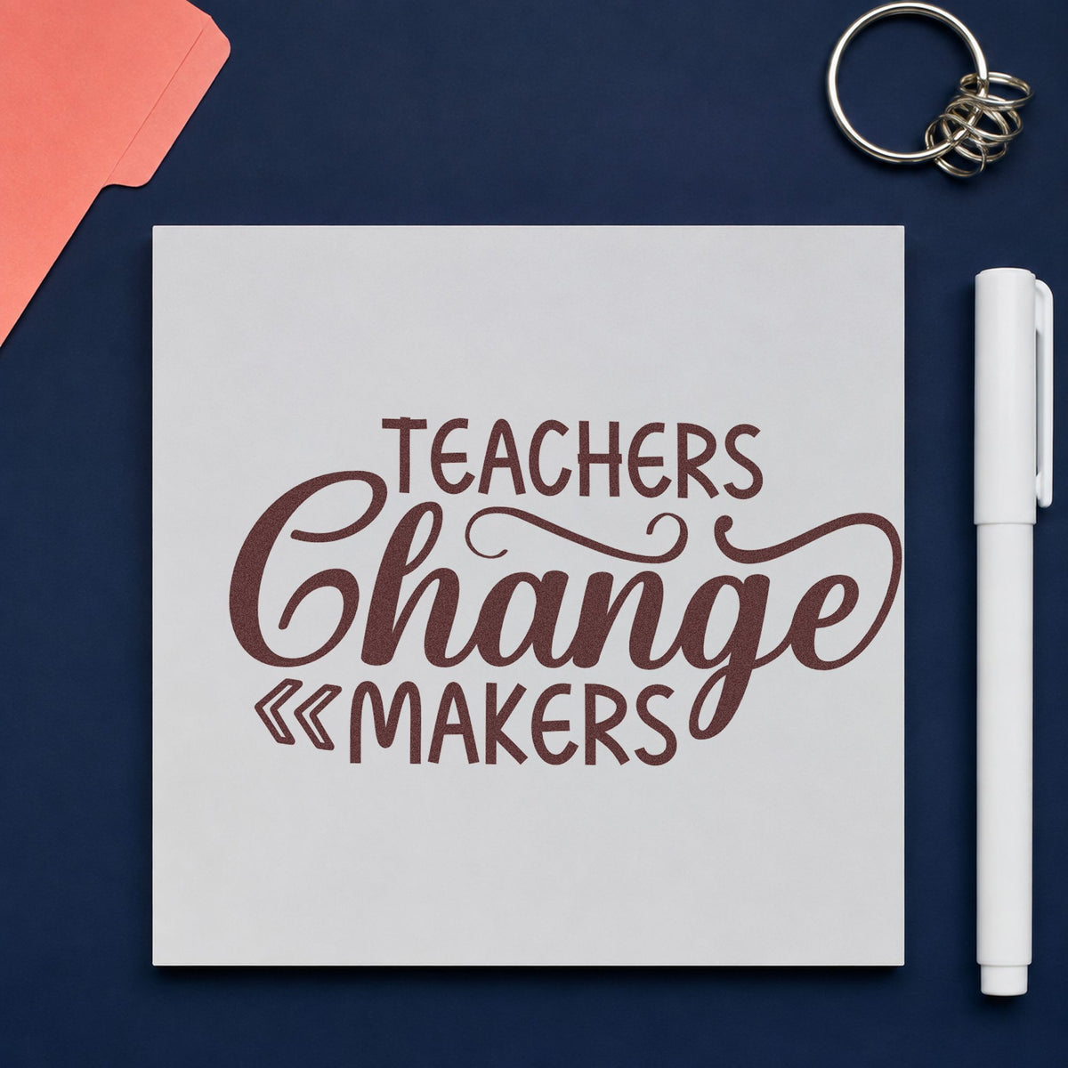 Slim Pre-Inked Teachers Change Makers Stamp in use 4