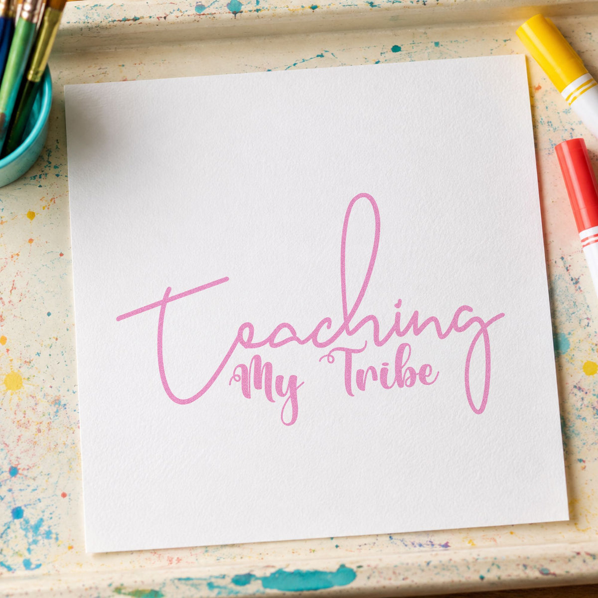 Self-Inking Teaching My Tribe Script Stamp in use 10