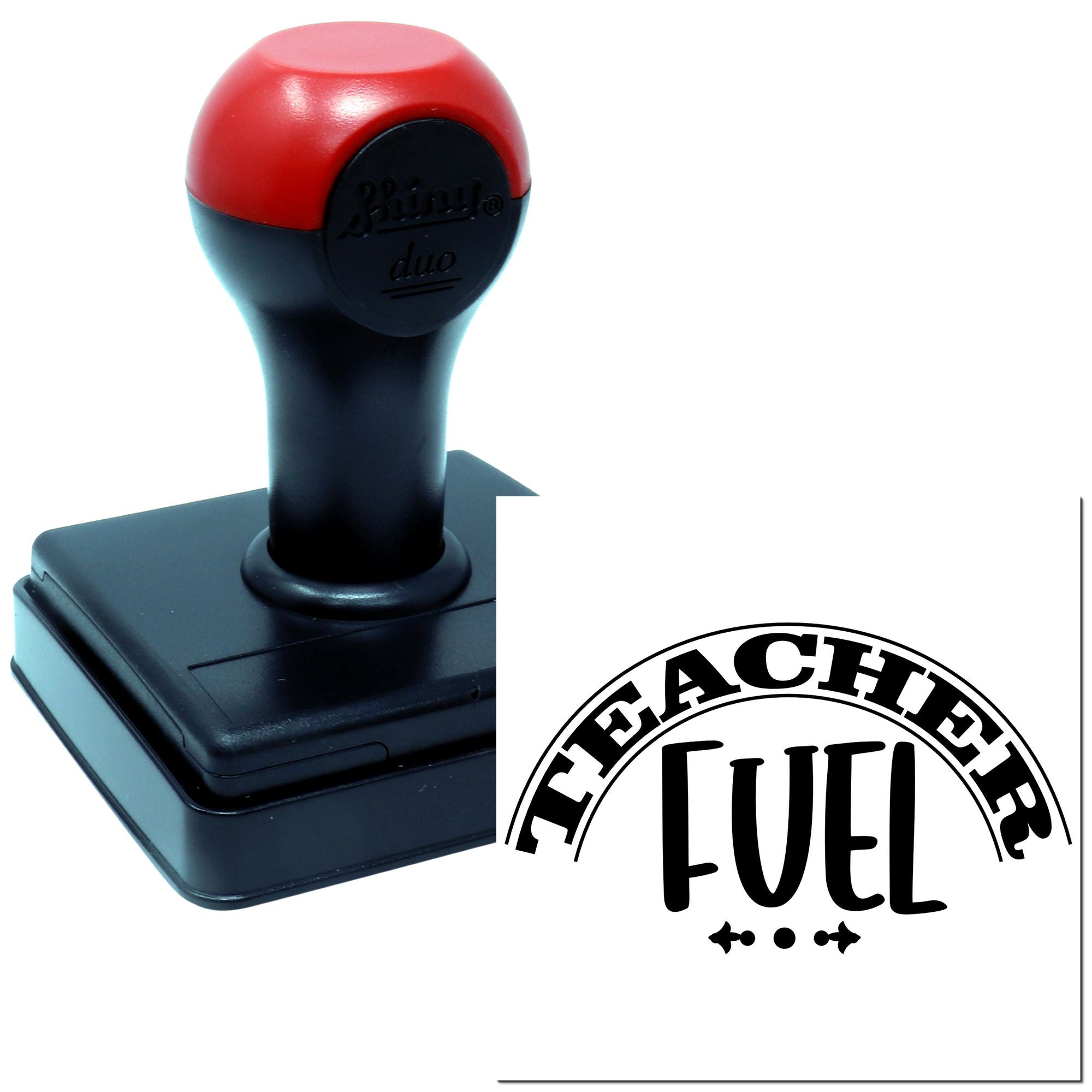 Teacher Fuel self-inking rubber stamp for classroom use, lesson rewards, and teacher stationery.