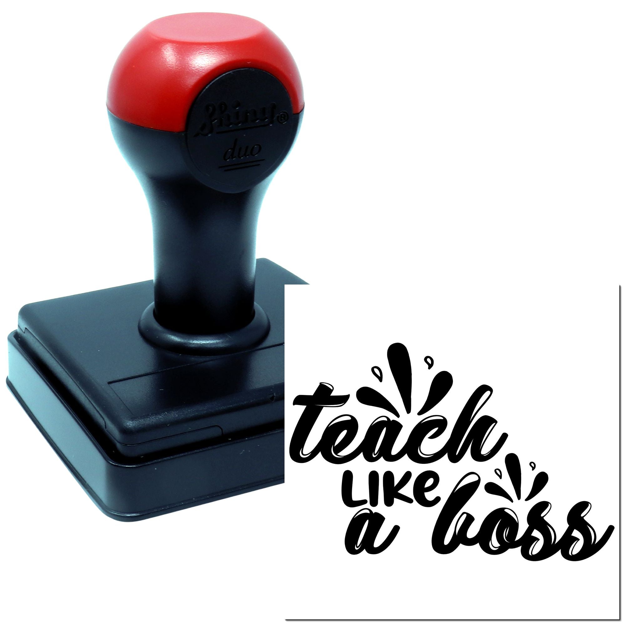 Self-inking rubber stamp with Teach Like a Boss design, ideal for teacher rewards, classroom papers, and grading.